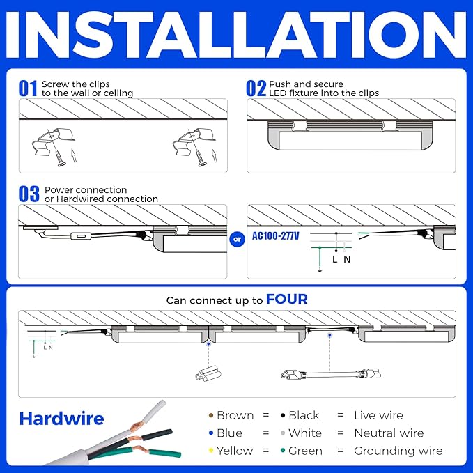 Barrina LED Shop Lights, 8FT 72W 10000LM 6500K, Super Bright White, V Shape, Clear Cover, High Output, Linkable, T8 LED Tube Light, for Garage 8 Foot with Plug (Pack of 10)