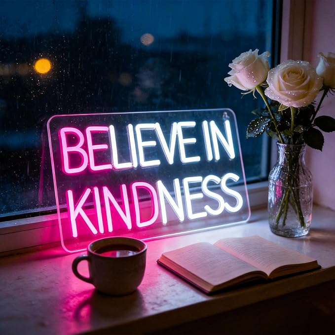 Believe in Kindness Neon Sign for Wall Decor Led Neon Signs Light Up Sign Room Decor Neon Lights Sign USB Powered