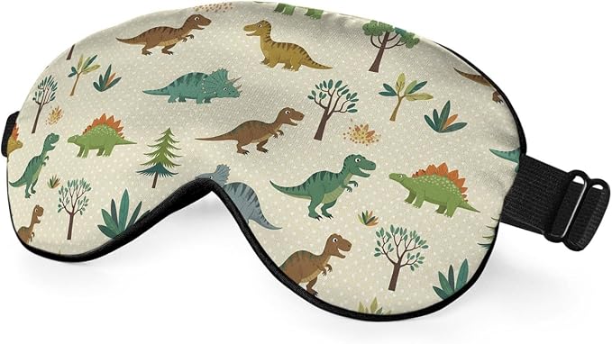 Dinosaur Eye Mask Sleeping Mask Nature Wildlife Animal Retro Green Sleep Masks Silky Soft Eye Cover for Women Men Shading Blindfold for Air Travel Sleeping