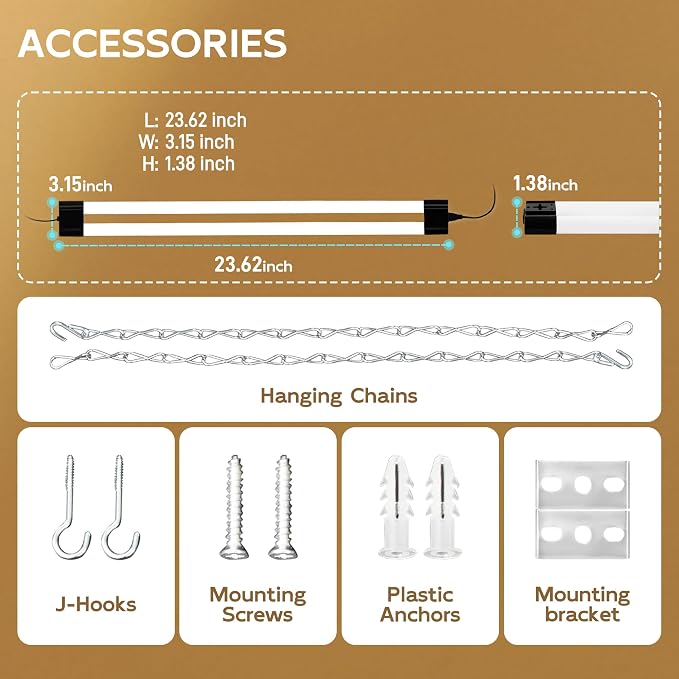 hykolity 2FT LED Shop Lights,22W (200W Equivalent) 2400LM,2 Pack | 5000K Daylight White, Linkable Garage Light for Ceiling, Workshop, Basement, Hanging or Surface Mount with Plug,Black - ETL
