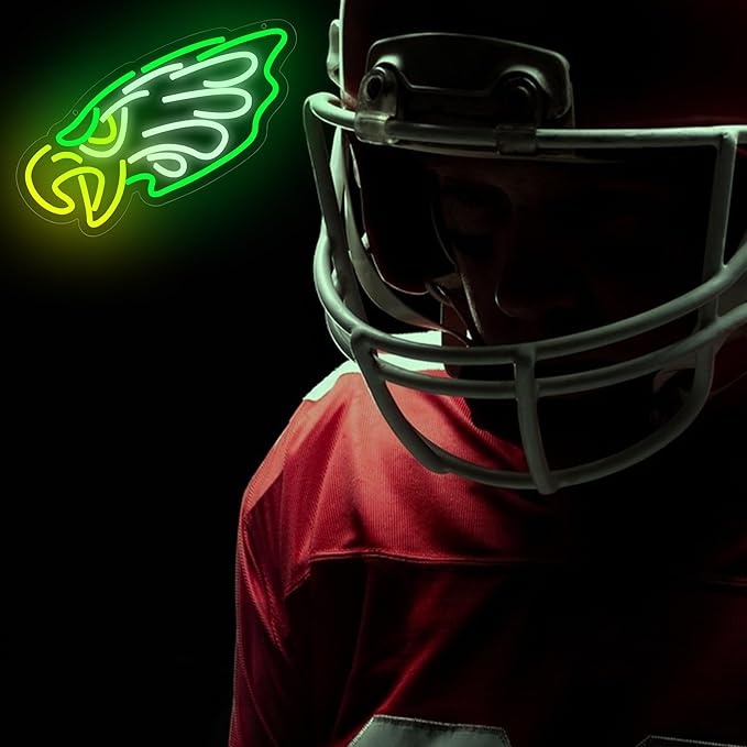 Football Neon Sign for Wall Decor Football Team Dimmable Led Neon Light for Man Cave Birthday Gifts for Rugby Fans Green Light Up Sign for Bedroom Party Club Bar Dorm Size16.5 * 7.4In(ZYLD269)