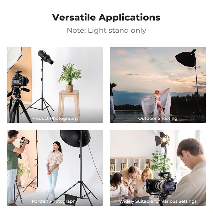 K&F CONCEPT Air Cushioned Light Stand, 41-110" Height, 1/4"-3/8" Adapter | 9.2ft Heavy Duty Photography Tripod Stand, Max Load 17.6 lbs, Sandbag Included for Studio Softbox COB Light, TL14