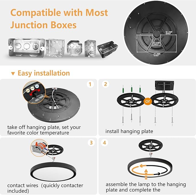 2PK 15.8 Inch Led Ceiling Light Flush Mount, 32W, 3480LM, 3000K/4000K/6000K CCT Selectable Super Slim LED Ceiling Light, Low Profile Round Flat Panel Fixture for Hallway, Bedroom,Kitchen ect