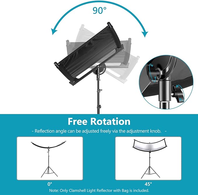 Neewer U-Type Light Diffuser Reflector for Studio and Photography Situation with Carrying Case, Arclight Curved Reflector 167 x 61 cm in Black/White/Gold/Silver (Light Stand Not Included)