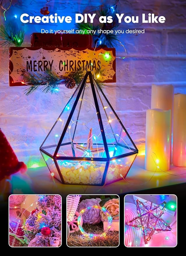 Minetom 33FT 100LED Multicolor Fairy Lights Battery Operated with Remote | Waterproof Twinkle Lights for Bedroom Dorm Patio Tapestry Backyard Garden Party Indoor Christmas Decoration