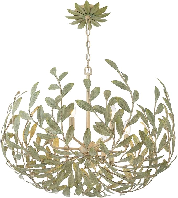 Crystorama Broche 6 Light Champagne Green Tea Chandelier