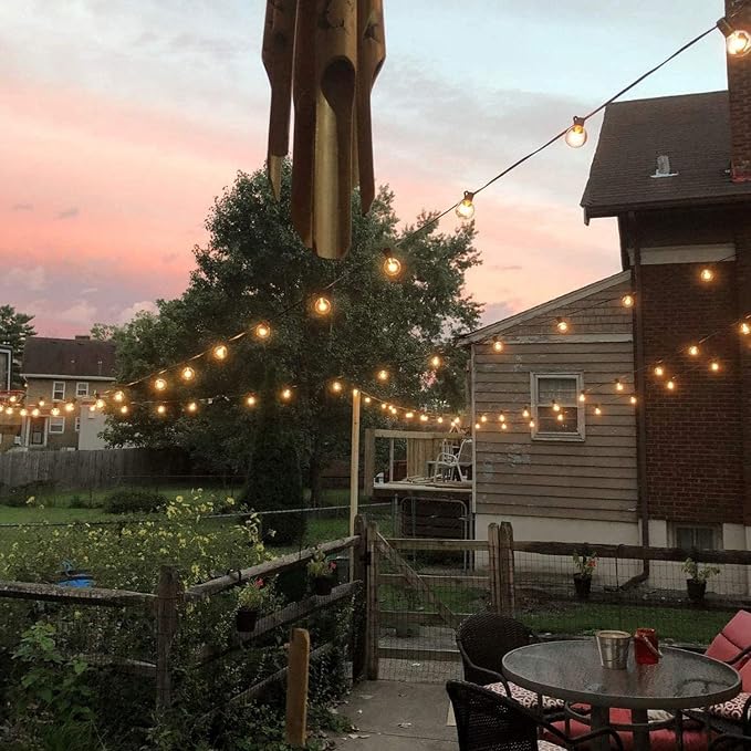 Outdoor String Lights, 50FT 52 LED Bulbs Connectable Patio Lights (2 Spare) | G40 Outside Vintage Hanging Light for Backyard Bistro Balcony Porch Christmas Party Wedding, E12, 2200K, Black