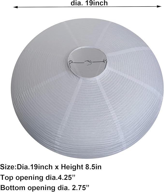 2Pcs White Oval Paper Lantern Lampshade, 19" Paper Lanterns Pendant Light Shade, Chinese Lanterns for Living Room, Bedroom, Hanging Party Decor(White-19inch-2PCS)