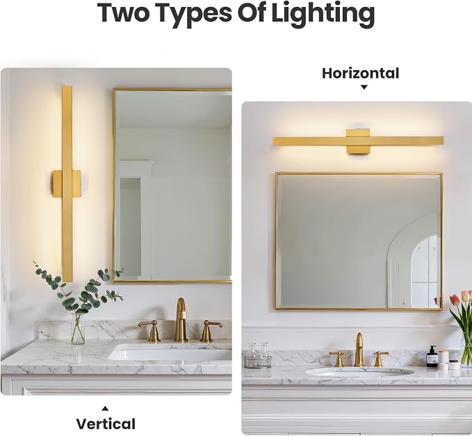 Modern Bathroom Vanity Light Gold Bathroom Light Fixture Over Mirror 32 Inch 26W Dimmable 5CCT LED Vanity Light Bar for Bathroom Mirror Cabinets Bedroom