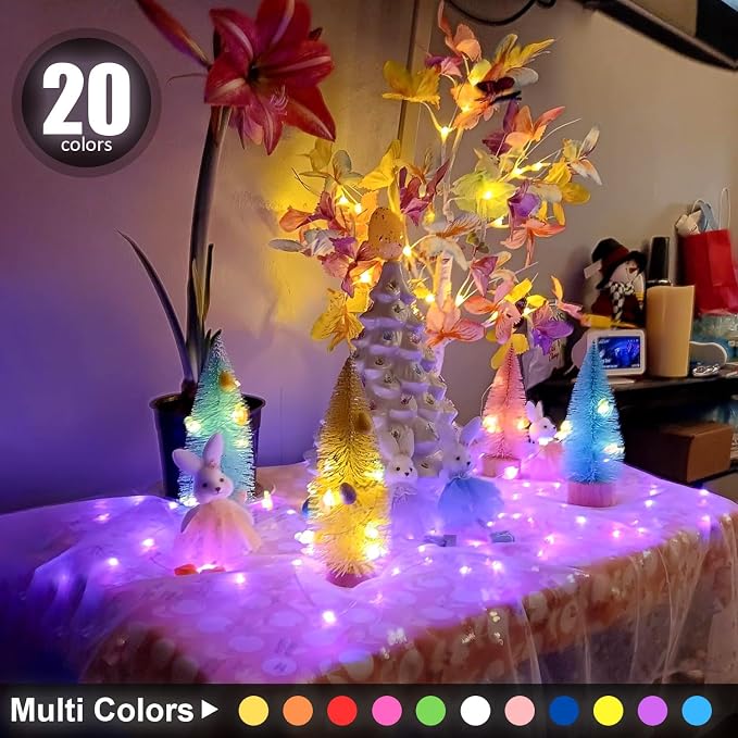 Fairy Lights Plug in 66ft 200LEDs with Remote, 20 Color Changing Light Warm White Twinkle Firefly String Lights for Christmas Bedroom Tapestry Party Wedding, Multicolor Colors (Plug)