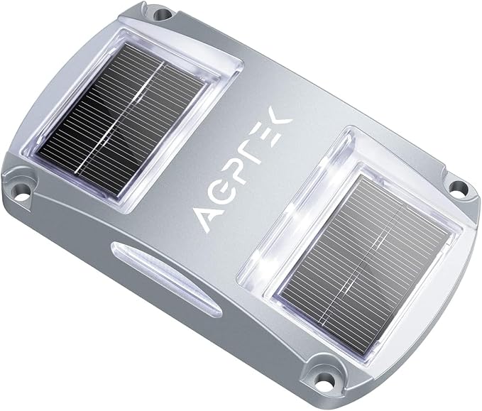 AGPTEK Solar Driveway Light 1 Pack, Outdoor Deck Dock Marine Waterproof | LED Solar Powered Driveway Marker Lights for Warning Step, Sidewalk, Pathway, Garden, Yard (White Light)
