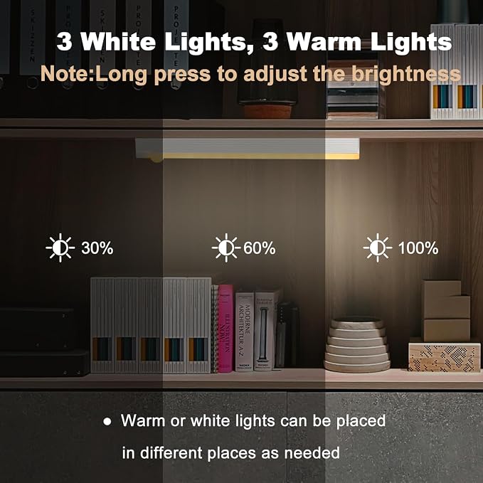 6 Pack Motion Sensor Under Cabinet Light 8 Inch Magnetic LED Closet Lights | Rechargeable Under Counter Light for Stair Bedroom Cupboard