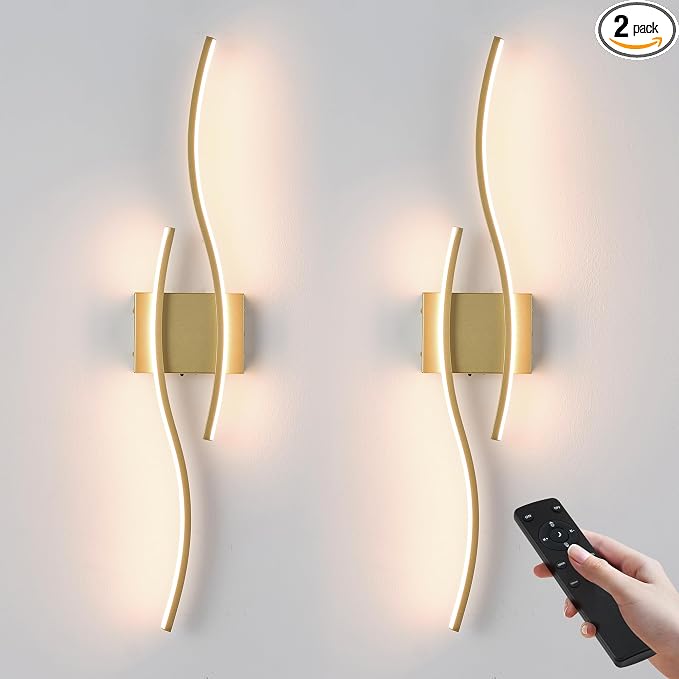 KARTOOSH Wireless Wall Sconces Set of 2, Dimmable LED Sconce with Remote | Battery Operated Wall Sconce with 3 CCT Night-Light Timer Memory Modern Wall Sconces for Living Room, Hallway, Bedroom