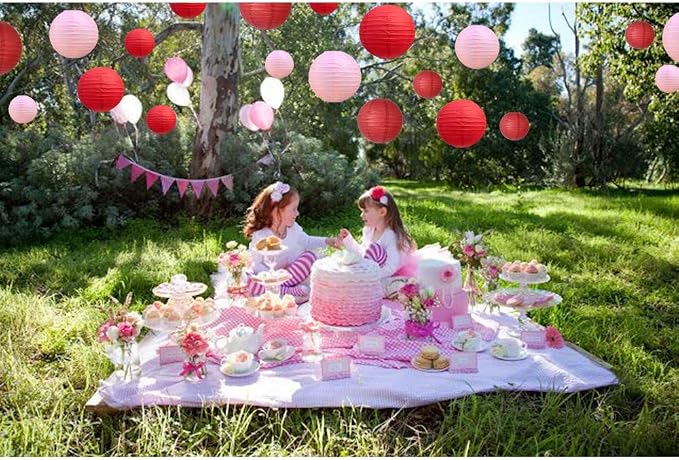 BEISHIDA Red Pink Paper Lanterns 10Pcs 4/6/8/10/12 Inch Round Chinese Lamp | Paper lanterns party decorations,Chinese/Japanese Paper Lanterns,Birthday,Wedding,Christmas,Bridal Home decorative outdoor