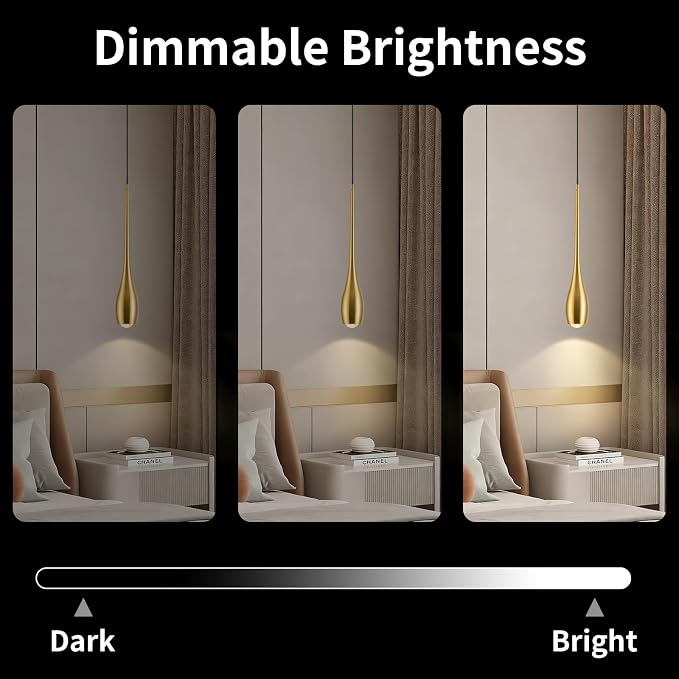 Gold Pendant Light, Modern Pendant Lights Kitchen Island, LED Hanging Light Fixtures for Dining Room Hallway Bedroom 2 Pack 3000K