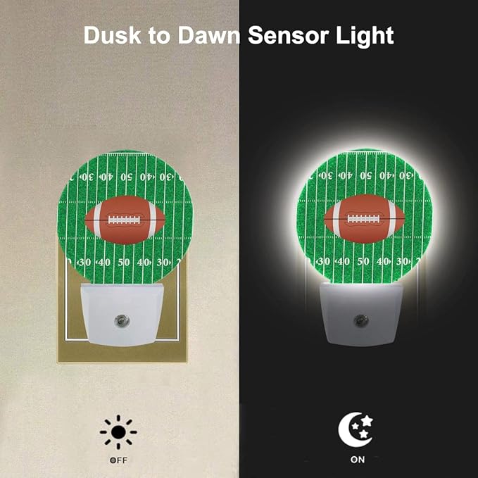EKOBLA Night Light, Plug-in American Football Field Sport Ball Night Light, Led Home Wall Decor Round Lamp for Girls Boys Grandma Grandpa