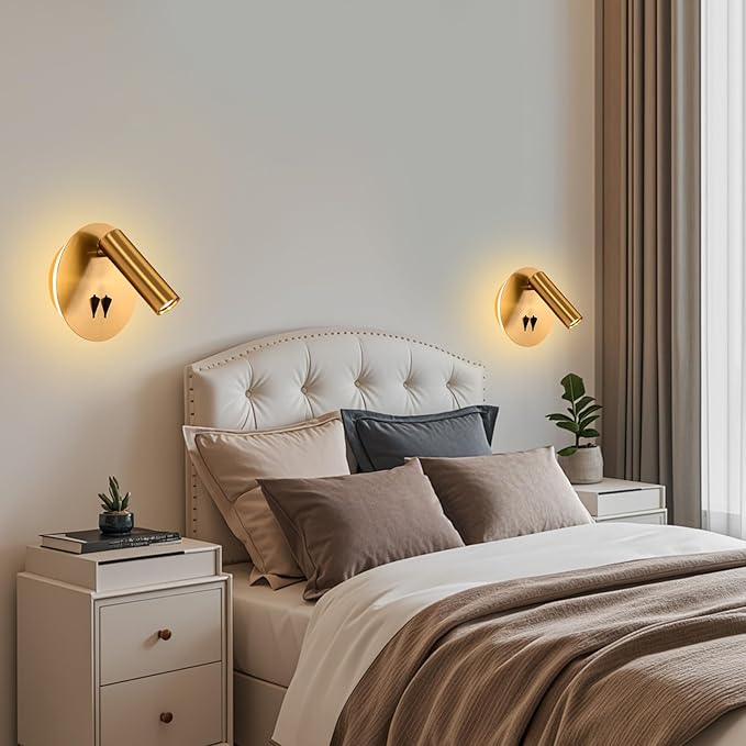 ZEROUNO Wall Mount Reading Light for Bedroom, Backlight Night Wall Lamp, Hardwired Sconce with Switch,LED Wall Lighting for Bedroom Bedside Lamps (Antique Bronze)