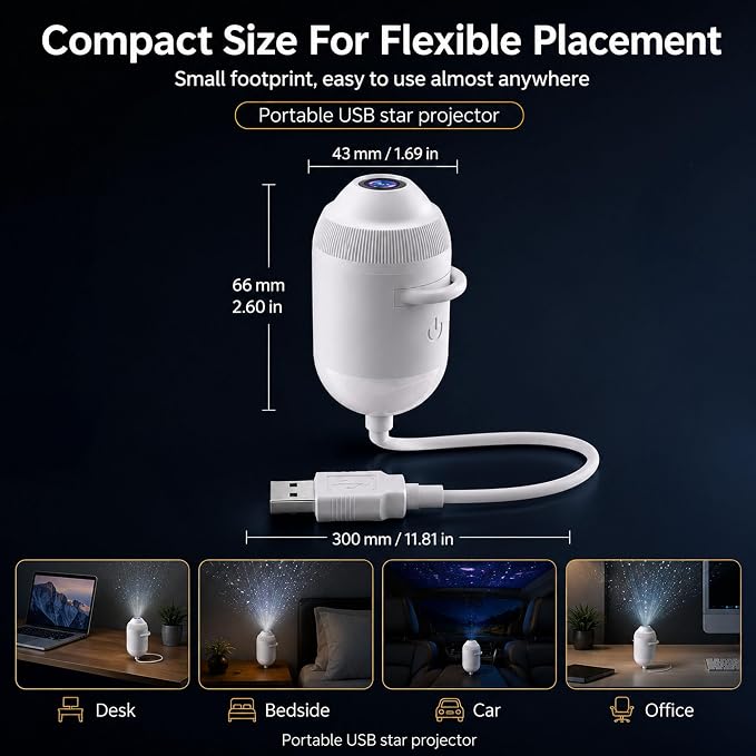 5D Holographic Night Light Projector, 4k Star Projector with 24 Hd Projection Films, 360° Rotatable USB Powered Plug and Play Ocean Wave Galaxy Projector for Bedroom Decor, Gaming Room and Home Decor