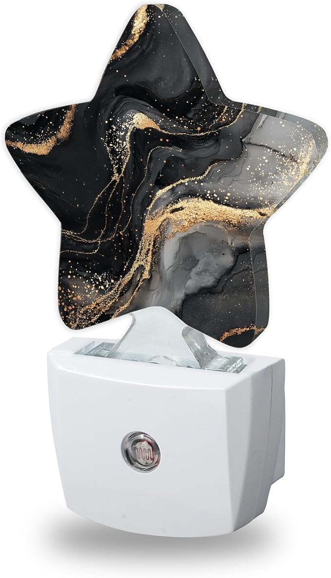 Black Gold Marble Night Lights Plug Into Wall Decorative,Abstract Marble Nightlight with Dusk Sensor for Bathroom,Kitchen,Entryway,Room Accent,Gifts