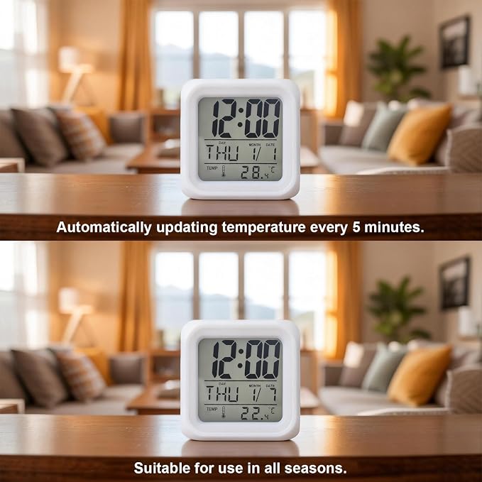 Alarm Clock Blue Paw Print Digital Clock Battery Operated Silent, Black Animals Cat Dog Colored Cartoon Decorative 7 Color LED Night Light Cube Alarm Clocks for Bedrooms Bedside Office