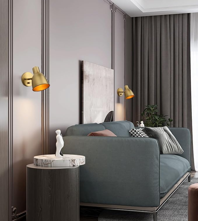 Dimmable Vintage Metal Wall Sconce - Adjustable Light Head, Hardwired Bedside Vanity Light for Bedroom, Bathroom & Dining Room