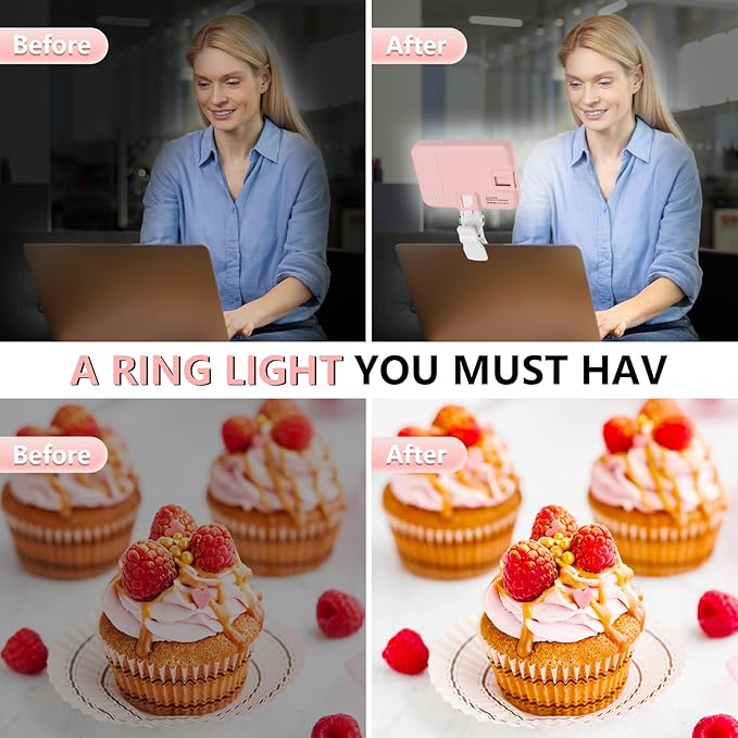 LED Phone Light - USB-Rechargeable Portable Photo Light with 97+ CRI, Up to 6500K Color Temperature for Selfie, Zoom Conference, Video, Makeup and Live Stream