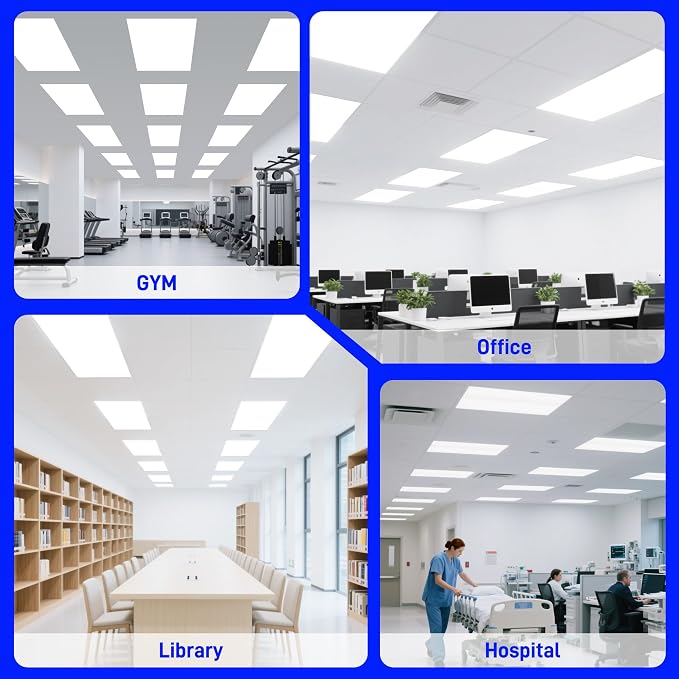 hykolity 2x4 LED Flat Panel Light,Dimmable,Selectable,Drop Ceiling,6 Pack | DLC Listed 0-10V Dimmable 40W/50W/60W 4000K/5000K/6500K 115LM/W Recessed Lights for Office Classroom Hospital Retail Garage