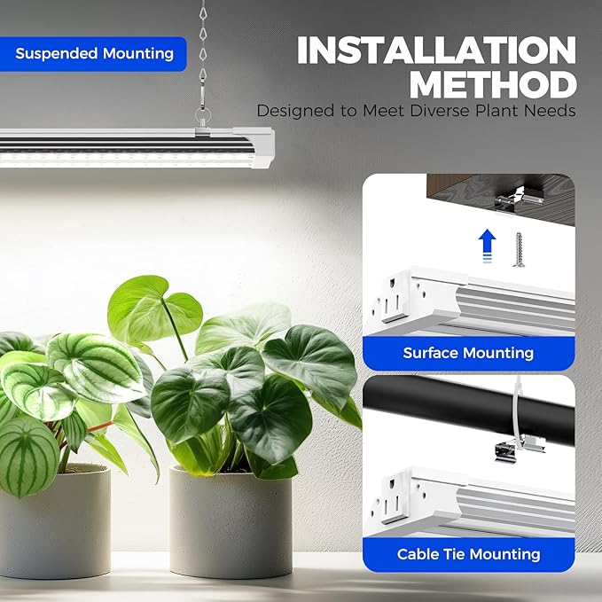 Barrina TX36 2FT LED Grow Light for Indoor Plants, 36W(200W Equivalent), High PPFD, 5000K Daylight Full Spectrum, Hanging Plant Light for Greenhouse Indoor Growing with On/Off Switch, Linkable, 1 Pack