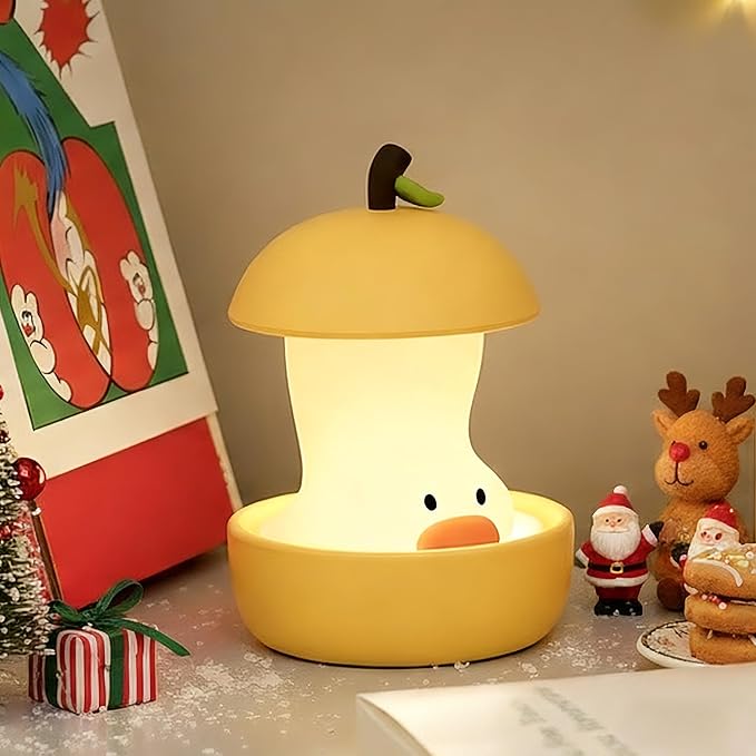 Night Light for Kids, Rechargeable Bedside Touch Lamp, Portable Dimmable Nightlight, Cute Nursery Night Lights, Funny Gifts for Baby, Teens, Adults Bedroom Office Home Decor(Pear Duck Yellow)