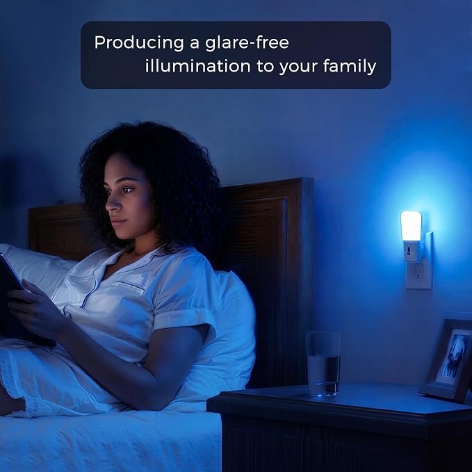 LOHAS-LED Blue Night Light Plug in, 2 Pack Dimmable LED Night Lights | Decorative Wall Blue Light, Dusk to Dawn Sensor, Adjustable Brightness for Kids Room, Hallway, Bathroom,Bedroom