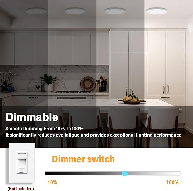 ETL 7 inch Small LED Flush Mount Ceiling Light Dimmable,5000K Daylight Ultra Slim Round Flat Panel Ceiling Light Fixture,Modern Ceiling Lamp for Closet,Kitchen,Bathroom 7inch-26Pack(White)