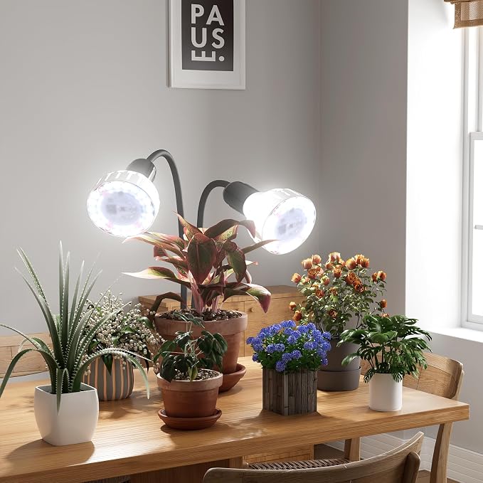 Grow Light,24W (160Watts Equiv) 5000K White Full Spectrum LED Growing Lamp Clip on Desk for Indoor Plants,Bulbs Replaceable & Non-dimmable (Black, 160W)