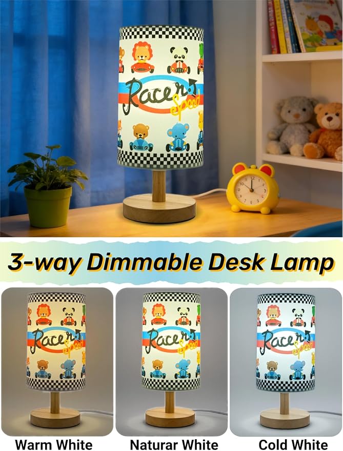 Animal Kids Lamp for Bedroom Boys Bedside Table Lamp 3-Colors Cute Nightstand Night Light Lamps for Bedroom with Cartoon Lampshade Animal Desk Lamp for Girls Boys Room Nursery Decor Gifts for Kids