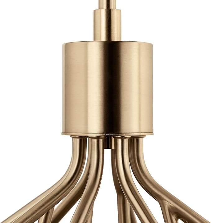 Kichler Silvarious 12-Light Convertible Chandelier, Soft Modern Light with Clear Crackled Glass in Champagne Bronze, for Dining Room, Living Room, Bedroom or Foyer (22.25" x 30"), 52701CPZ