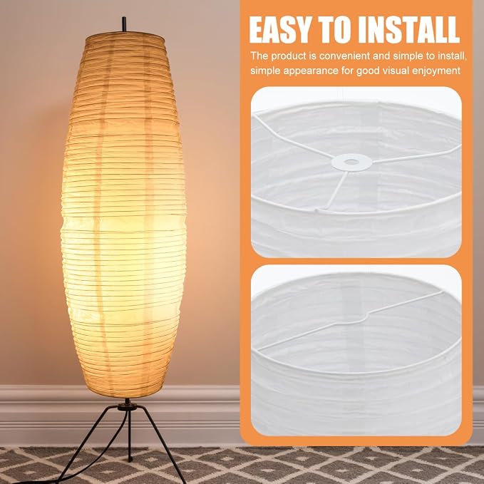 Uonlytech Paper Floor Lamp Shade Replacement, Foldable Standing Lampshade Japanese Style Paper Floor Light Cover Accessories for Bedroom Floor Light, White