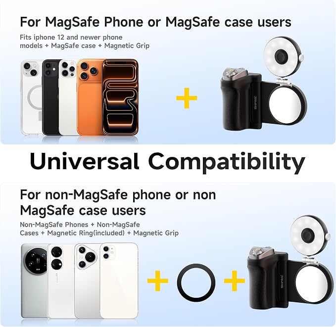7RYMS 7Rig G1 Camera Grip & 7Lite L1 Selfie Light Creator Kit | Compatible with iPhone and Android. Perfect for Photography, Vlogging, Zoom Meeting, Selfies and Video Creation (Black)