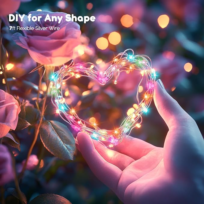 Minetom 6 Pack 7ft Battery Operated Fairy Lights for Christmas Decor | 20 LED Bulbs, Pastel Glow, Waterproof, Flexible Silver Wire, Lovely for DIY Crafts Wedding Table Centerpieces Decoration