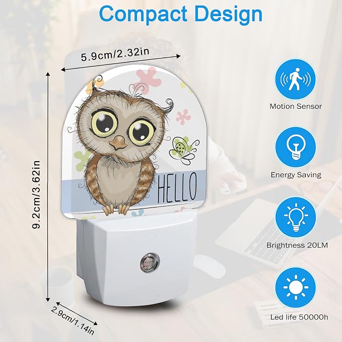 Night Light,Cute Cartoon Owl and Butterfly Night Lights Plug Into WallDusk to Dawn Sensor for Bedroom Bathroom and Living Room for Women/Girls Gift