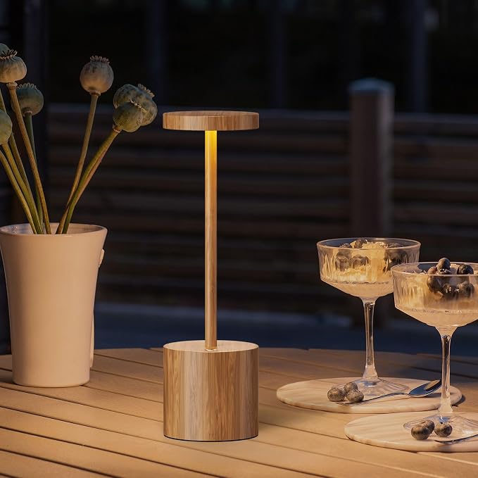Cordless Table Lamp Rechargeable,Battery Powered LED Outdoor Table Light | SAKRINGT 3 Color Stepless Dimming,72Hrs Long Lasting Battery Operated,Portable Waterproof Touch for Patio Restaurant Dining