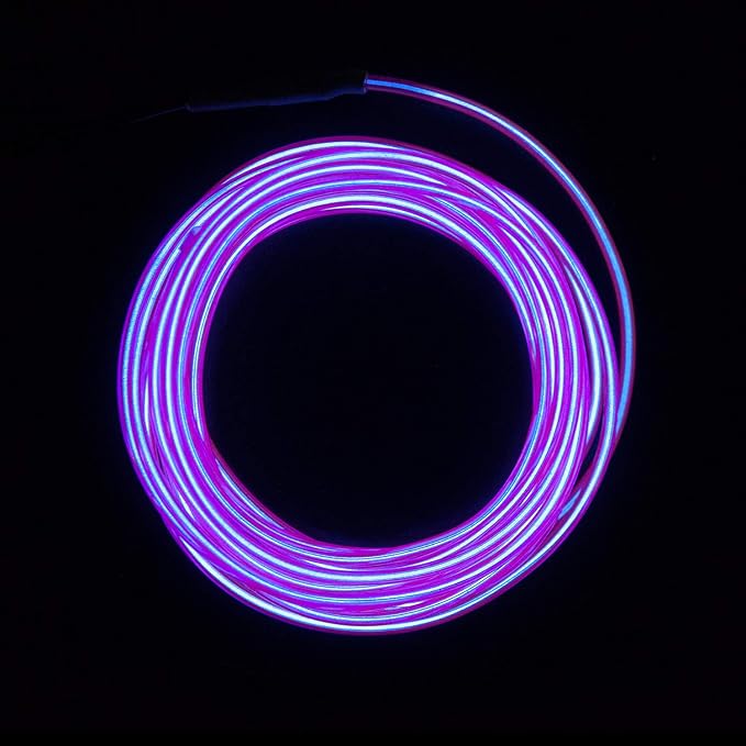 lychee EL Wire Neon Glowing Strobing Electroluminescent Light El Wire w/Battery Pack for Parties, Halloween Decoration (Purple, 9ft)