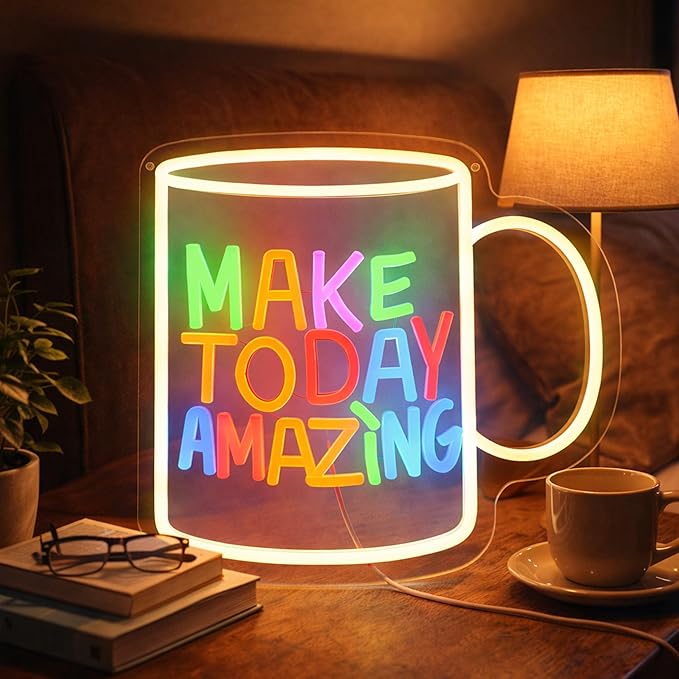 Make Today Amazing LED Neon Sign, Inspirational Wall Decor Dimmable USB Powered Neon Light for Bedroom, Living Room, Office, Bar Decor Holiday Birthday Gift