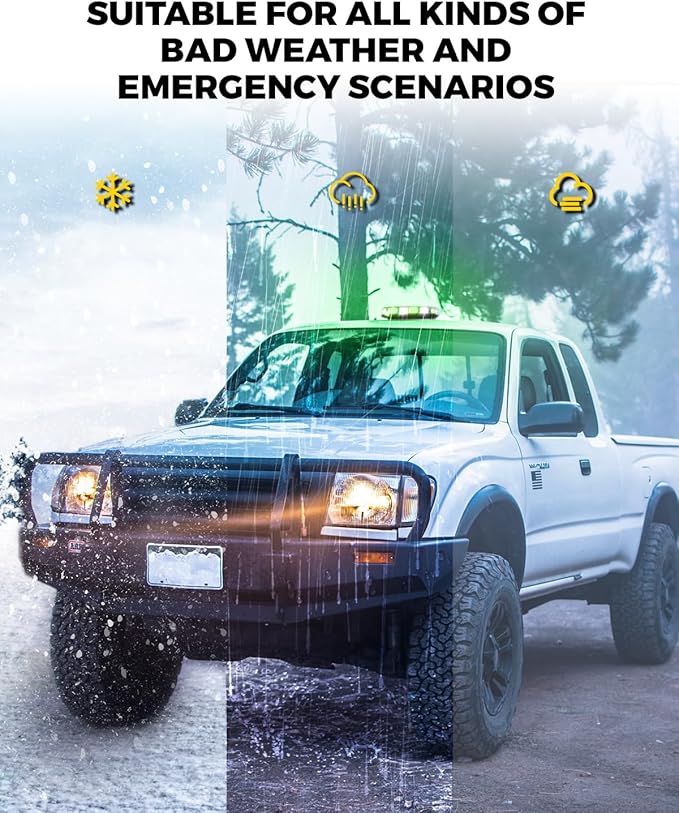 Xprite Upgraded 12" 72LED Rooftop Mini Strobe Lights, Emergency Safety Flashing Beacon Light bar with Magnetic Base for 12V-24V Construction Vehicles, Trucks, Snow Plow, Postal Car (Mix White/Green)