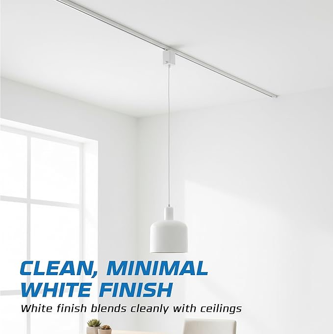 OHLECTRIC Stem Hung Pendant Track Adapter, White (2-Pack) – for Single Circuit Track, 120V – Supports Indoor Dry Locations – Durable Plastic Construction with cULus Listing