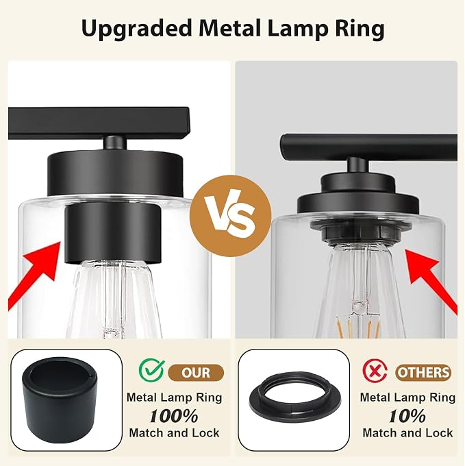 IZORRO Modern Bathroom Light Fixtures, 8 Light Black Vanity Lights, Bathroom Lighting Fixtures Over Mirror with Clear Glass for Living Room Cabinet Bedroom