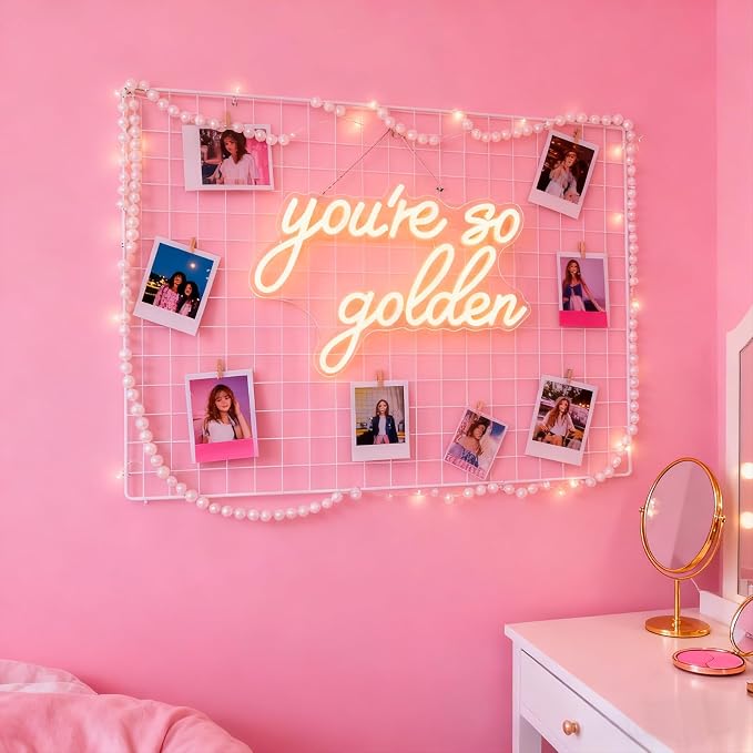 You're So Golden Neon Sign Dimmable LED Neon Light for Bedroom Wall Decor | USB Powered Warm White Neon Sign for Teen Girl Dorm, Vanity, Apartment, Wedding & Birthday Party Decor Gift for Women