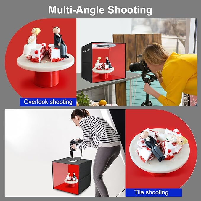 16 Inch Photo Light Box, CRI>90 Photography Shooting Tent with 224 LED Beads Dimmable 3200K-6500K, 6 Color Backdrops Portable Product Photography Studio