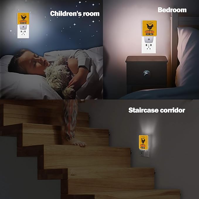 Retro Farm Rooster Night Light Plug in Wall Lamp Smart Dusk to Dawn Sensor for Home Decorative, Kids Room Bedroom Bathroom Kitchen Hallway Gifts