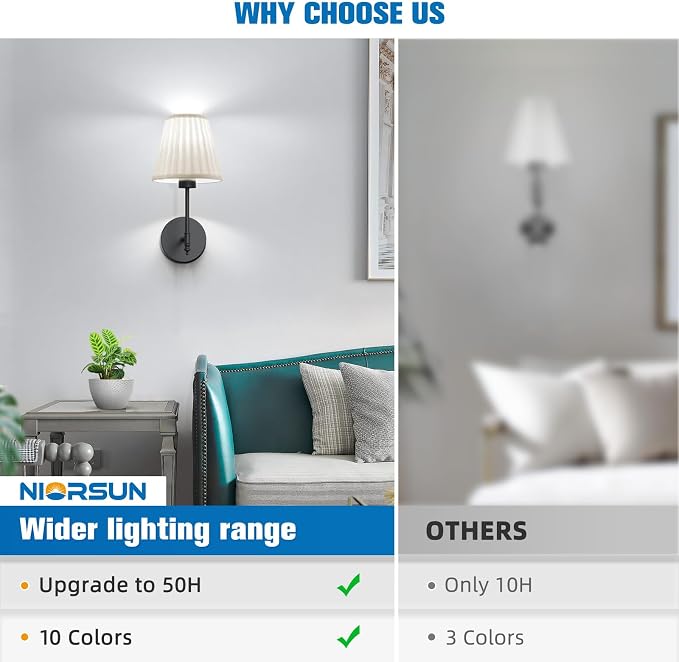 14.5 inch Battery Operated Wall Sconce Set of 2,Beige-Black Rechargeable Wall Lights with 10400mAh Dimmable Bulbs and Remote, 9 Colors Wireless Wall Lamps for Bedroom Living Room
