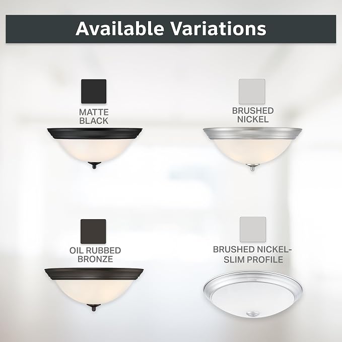Designers Fountain 11 Inch Integrated LED Flush Mount Ceiling Light, 2-Pack, Alabaster White Glass Fixture for Kitchen, Bedroom, Bathroom, Hallway, Silver Finish, Energy Efficient, EVLED502C-35-2