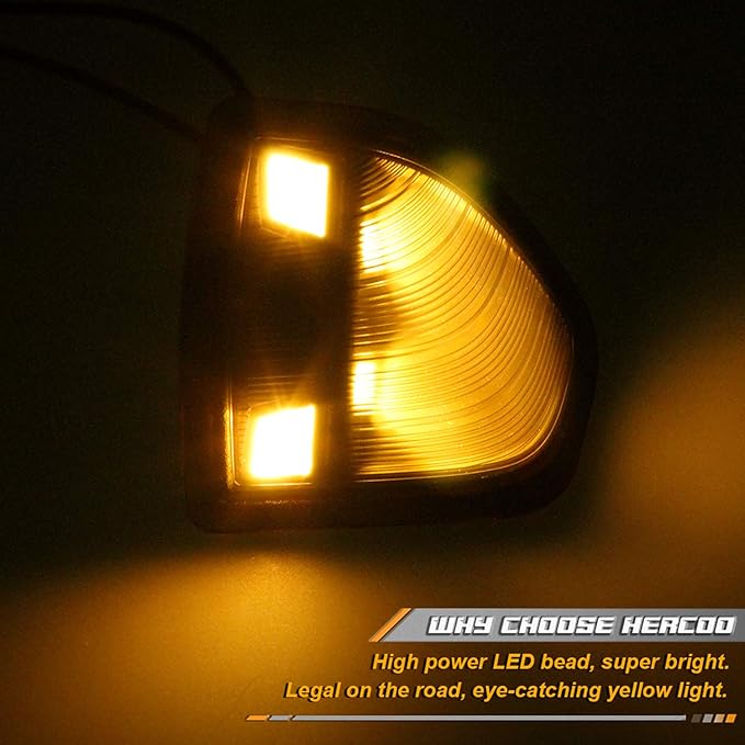 HERCOO LED Side Mirror Turn Signal Light Left and Right Lamps Smoked Cover Lens for 68302828AA 68302829AA Compatible with 2010-2018 Dodge Ram 1500 2500 3500 4500 5500, Pack of 2